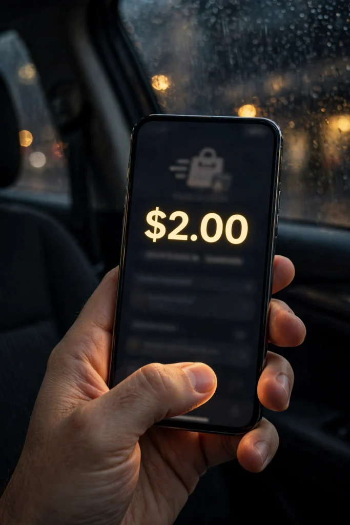 Phone showing a $2.00 delivery offer — the 6 worst side gigs