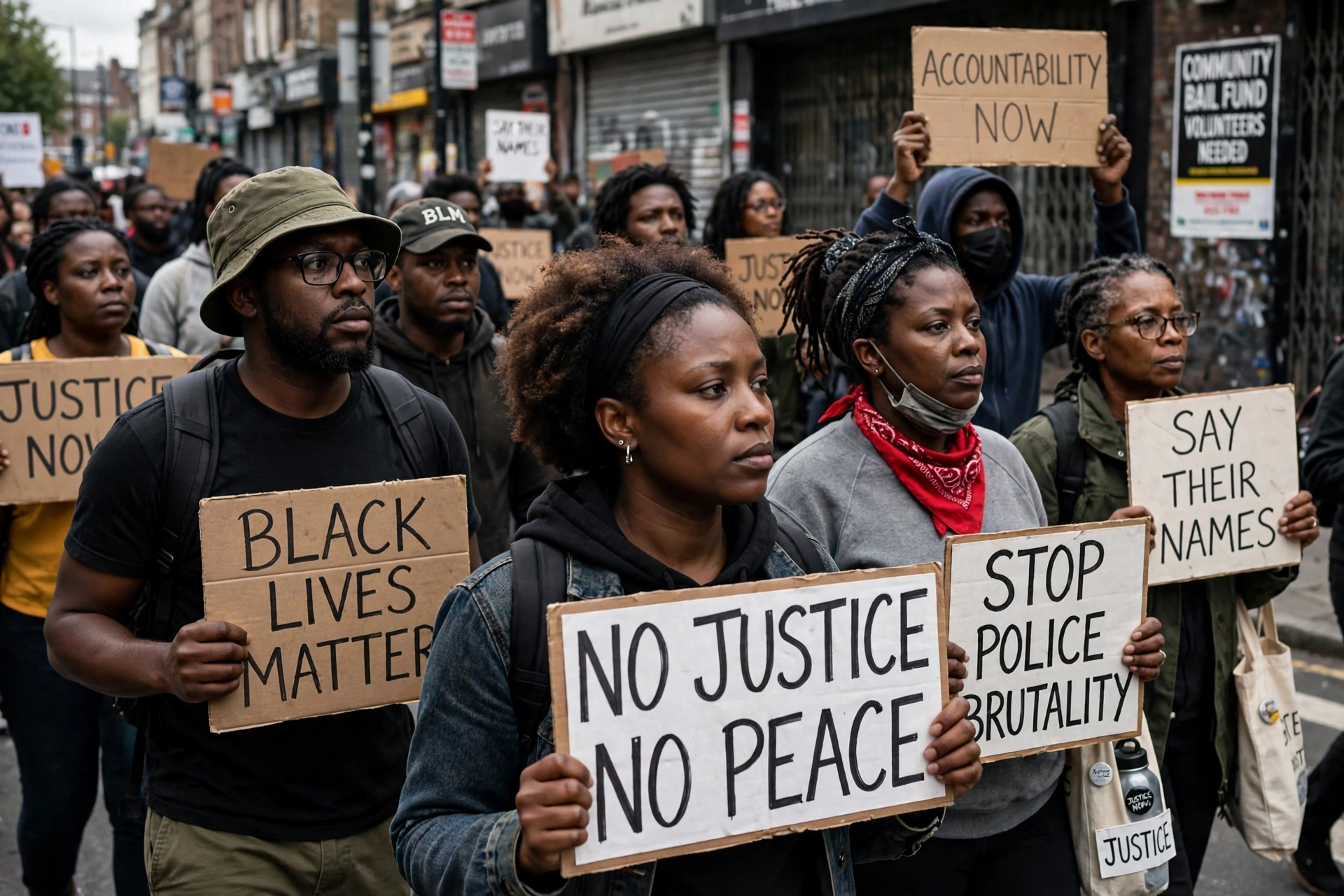 Black protesters marching for Kohen Wiley against police brutality — October 22 national protest